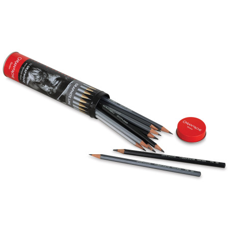 Caran d'Ache Grafwood Pencil Set - Assorted, Metal tube, Set of 15