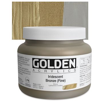 Open in modal - Golden Heavy Body Artist Acrylic - Iridescent Bronze (Fine), 32 oz Jar and swatch