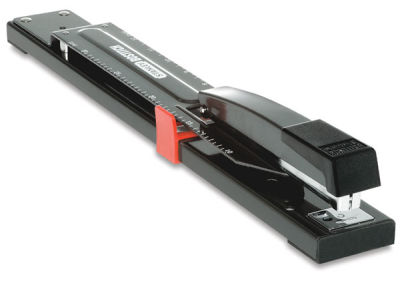 Stanley 12" Long Reach Stapler - Angled view of stapler showing adjustable paper stop