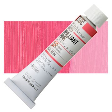 Open in modal - Holbien Artists' Oil Color - Brilliant Pink, 20 ml tube and swatch