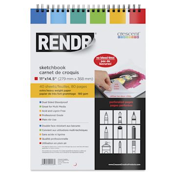 Open in modal - Crescent Rendr Wirebound Sketchbook - 11" x 14-1/2", front cover