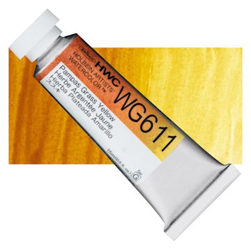 Open in modal - Holbein Artists' Watercolor - Pampas Grass Yellow, 15 ml tube and swatch