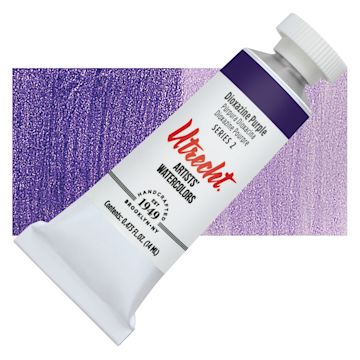 Open in modal - Utrecht Artists' Watercolor Paint - Dioxazine Purple, 14 ml tube and swatch