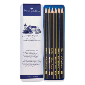 Faber-Castell Creative Studio Graphite Sketch Pencil Set - 6 Graphite Pencils (2h, HB, B, 2B, 4B, 6B)