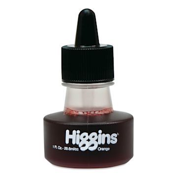 Open in modal - Higgins Dye-Based Drawing Ink - 1 oz, Orange, Non-Waterproof, Dye-Based Ink