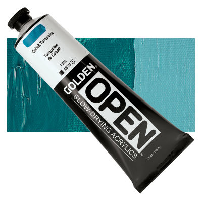 Golden Open Acrylics - Cobalt Turquoise, 5 oz, Tube with Swatch
