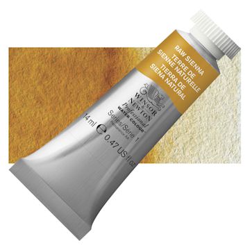 Open in modal - Winsor & Newton Professional Watercolor - Raw Sienna, 14 ml Tube and swatch