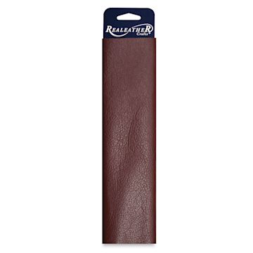 Open in modal - Realeather Premium Trim Leather - Front view of Brown Leather on Hang Tag
