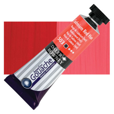 Daler-Rowney Aquafine Gouache - Cadmium Red Hue, 15 ml, Tube with Swatch