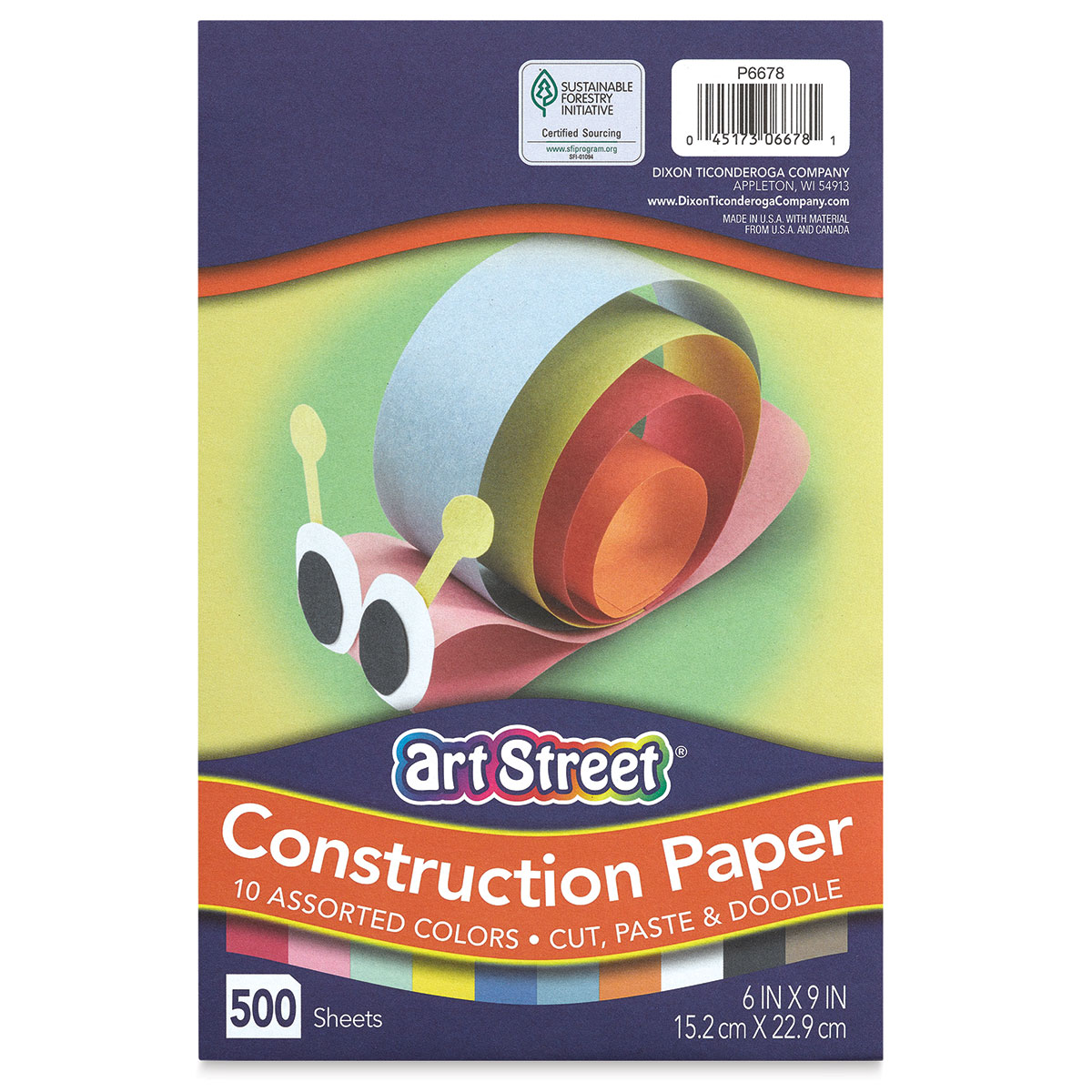 500 Sheets 9 x 12 10 Assorted Colors Art Street Lightweight Construction Paper 