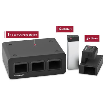 KwikBoost EdgePower Desktop Charging Station System - Medium Use Set, components laid out. 