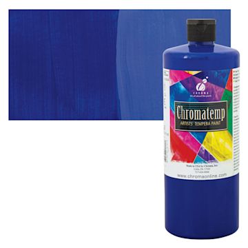 Open in modal - Chroma Chromatemp Artists' Tempera Paint - Ultramarine Blue, Quart and swatch