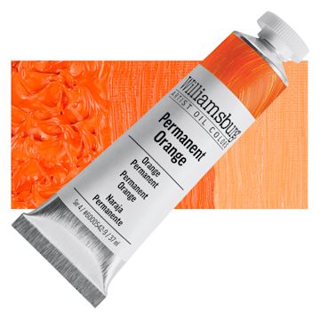 Open in modal - Williamsburg Handmade Oil Paint - Permanent Orange, 37 ml tube and swatch