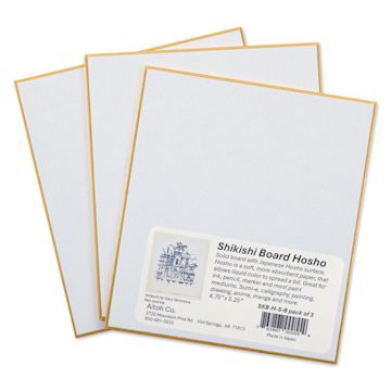 Open in modal - Aitoh Hosho Paper Shikishi Boards - 4-3/4" x 5-1/4", Pkg of 3, with packaging label