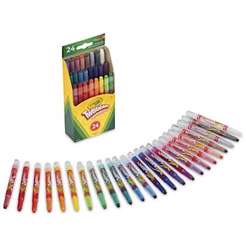 Open in modal - Crayola Twistable Mini Crayon Set - Set of 24, Assorted, contents out of packaging