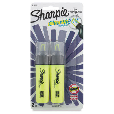 Sharpie Clear View Highlighters - Set of 2, Yellow, Tank Style (front of packaging)