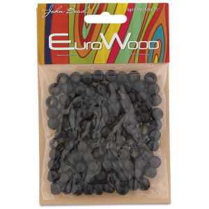 John Bead Euro Wood Beads - Black, Round Large Hole, 8 mm x 6.5 mm, Pkg of 100