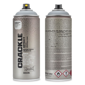 Open in modal - Montana Crackle Effect Spray - 2 11 oz cans of Squirrel Grey showing front and back