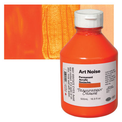 Tri-Art Art Noise Permanent Acrylic Gouache - Transparent Orange, 500 ml, Bottle with Swatch