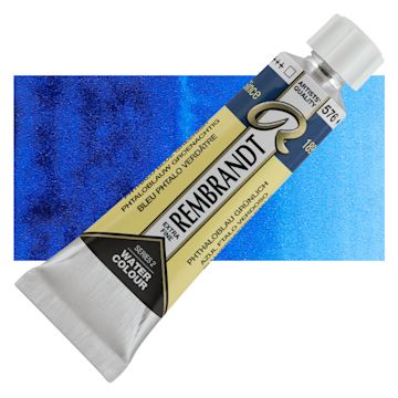 Open in modal - Rembrandt Artist Watercolor - Phthalo Blue Green, 10 ml tube and swatch