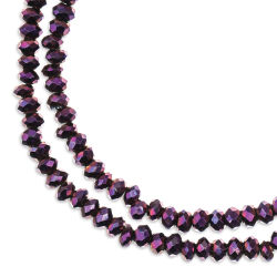 John Bead Crystal Lane Rondelle Bead Strands - Purple, Opaque, Iris, 7" (Close-up of beads)