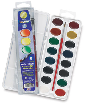 Open in modal - Prang Washable Watercolor Pan Set of 16, open packaging