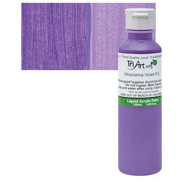 Open in modal - Tri-Art Liquid Artist Acrylic - Ultramarine Violet Red Shade, 120 ml bottle and swatch