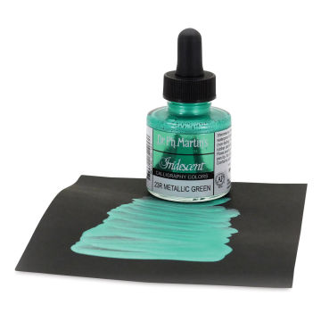 Open in modal - Dr. Ph. Martin's Iridescent Calligraphy Ink - Metallic Green, 1 oz