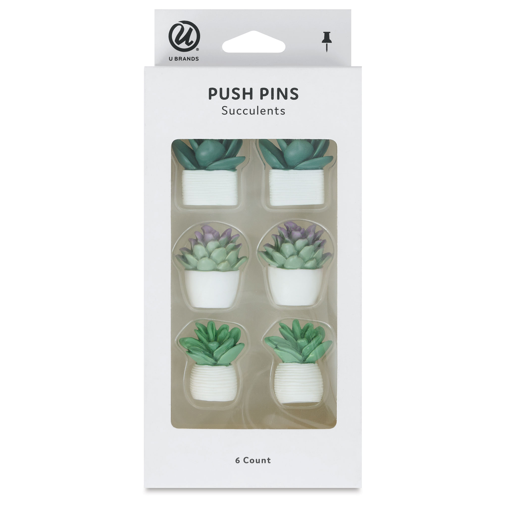 U Brands 6ct Potted Succulent Push Pins : Target