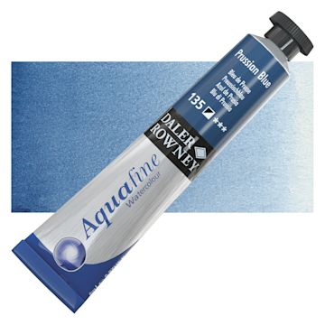 Open in modal - Daler-Rowney Aquafine Watercolor - Prussian Blue, 8 ml, Tube and swatch