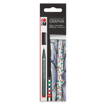 Marabu Fineliner Graphix Pens, Set of 4-Skyline  Outside of Package