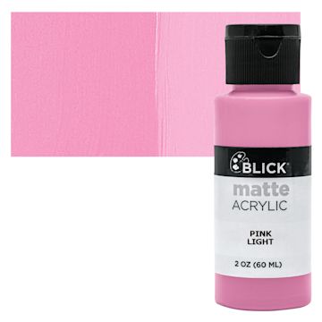 Open in modal - Blick Matte Acrylic - Pink Light, 2 oz bottle and swatch