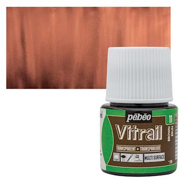 Open in modal - Pebeo Vitrail Paint - Brown, 45 ml bottle and swatch
