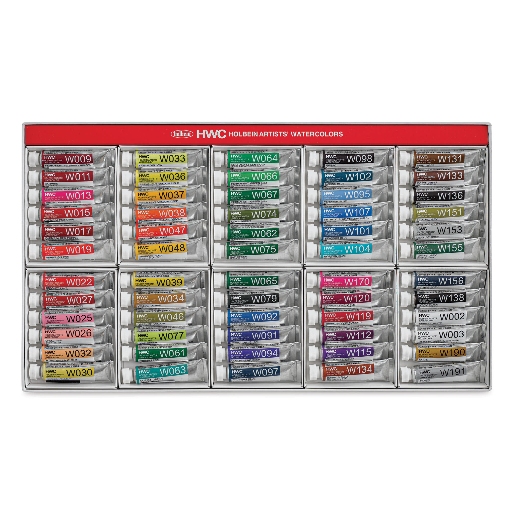 Holbein Artists' Watercolor - Assorted Colors, Set of 60, 5 ml
