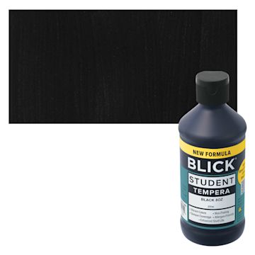 Open in modal - Blick Student Tempera Paint - Black, 8 oz bottle and swatch