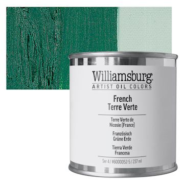 Open in modal - Williamsburg Handmade Oil Paint - French Terre Verte, 8 oz can and swatch