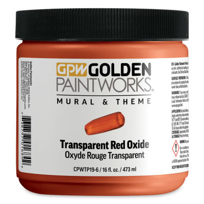 Golden Paintworks Mural and Theme Acrylic Paint - Transparent Red Oxide, 16 oz, Jar