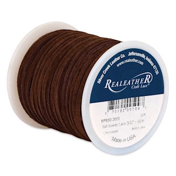 Open in modal - Realeather Suede Lace - 3/32" x 50 ft, Chocolate