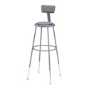 National Public Seating Corp. Adjustable Padded Stool - With Backrest, 31" - 39" tall, Grey