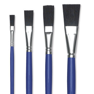 Blick Scholastic Black Bristle Brushes - Easel, Long Handle, Set of 4