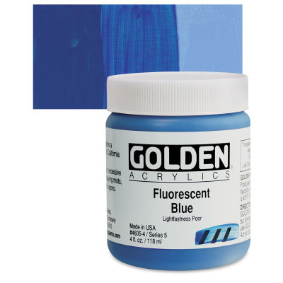 Golden Heavy Body Artist Acrylics - Fluorescent Blue, 4 oz Jar