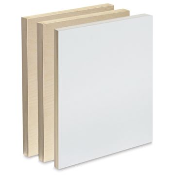 Open in modal - American Easel Wood Painting Panel - 9" x 12", Pkg of 3 Panels, Two Unprimed and One Primed