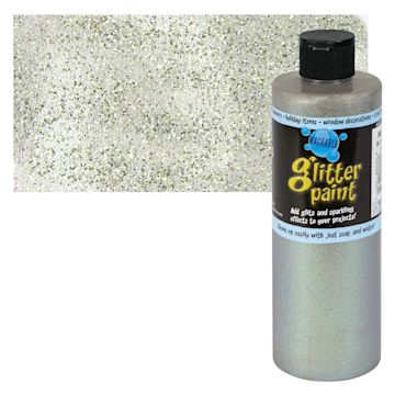 Open in modal - Chroma Glitter Tempera Paint - Silver Glitter, 16 oz bottle and swatch