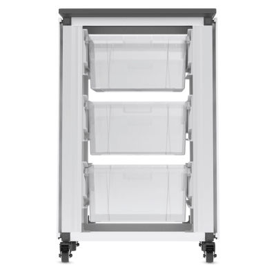 Modular Storage Cabinet, front view of the single module with 3 large binds. 