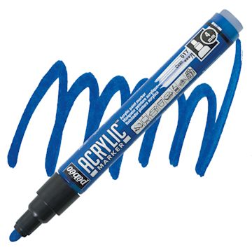 Open in modal - Pebeo Acrylic Marker - Cyan, 4 mm, Bullet Nib marker and swatch