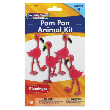 Creativity Street Pom Pon Animal Kit - Flamingos, Set of 4 (front of packaging)
