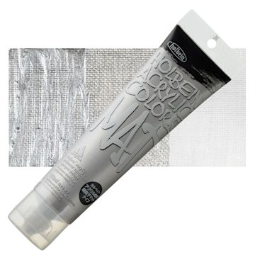 Open in modal - Holbein Mat Acrylic - Silver, 110 ml tube and swatch