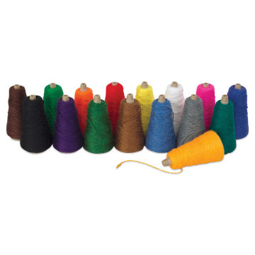 Trait-tex Bright Intermediate Rug Yarn - Components of 2-ply set of 16 colors