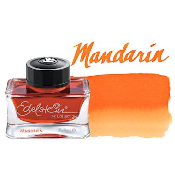 Open in modal - Pelikan Edelstein Fountain Pen Ink - Mandarin, 50 ml, bottle and swatch