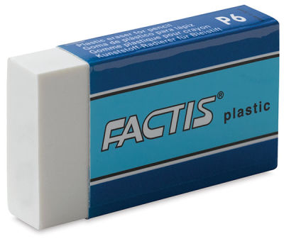 General's Factis Plastic Eraser - Left angle of Eraser with label